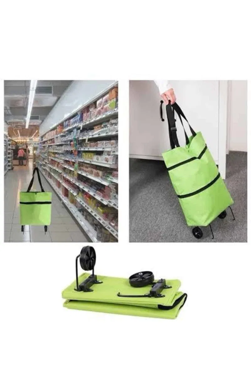 Alışveriş Çantası Katlanabilir Pazar Arabası Tekerlekli Pazar Arabası Katlanabilir görsel 2