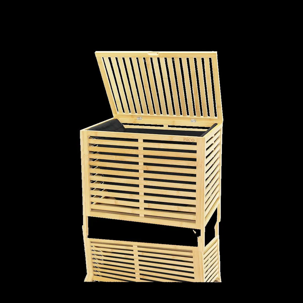 Kalın Bambu Çamaşır Sepeti 50x38x55 cm (Kumaş Torbalı) görsel 2