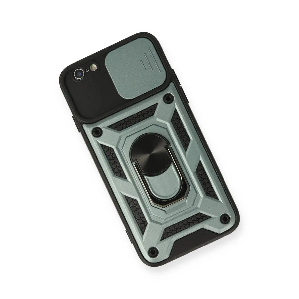 Apple İphone 6 Kılıf Pars Lens Yüzüklü Silikon - Yeşil görsel 3