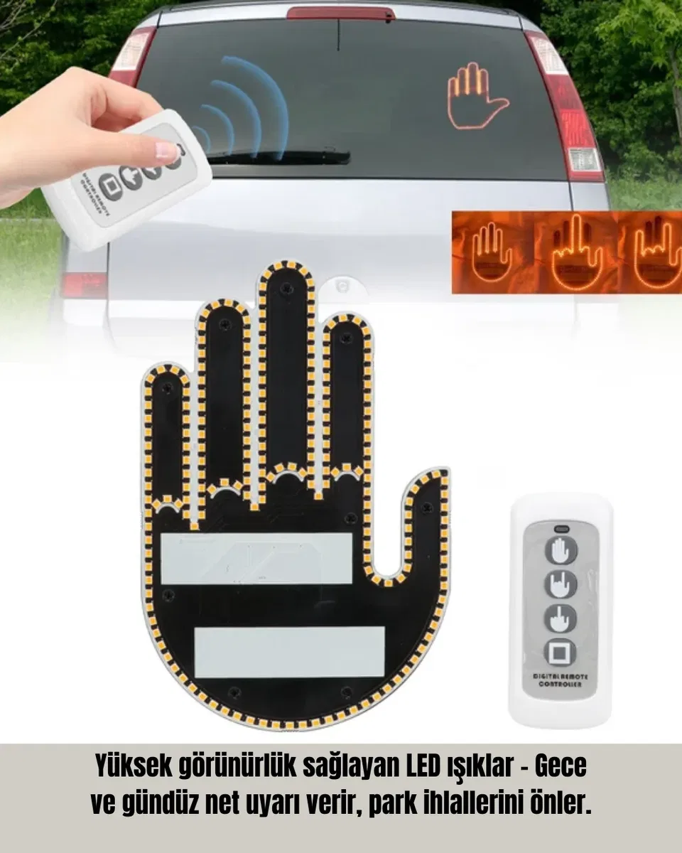 A Kalite Uzaktan Kumandalı LED Park Uyarı Işığı El Figürlü Model görsel 4