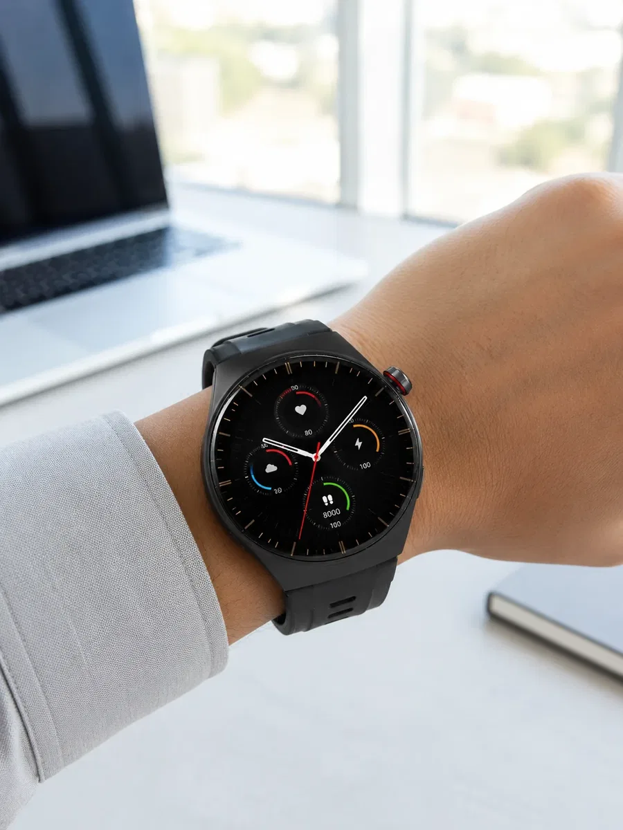 3 Kordonlu AMOLED Ekran Bluetooth Aramalı Akıllı Saat Metal, Deri ve Silikon Kordon Seti görsel 2