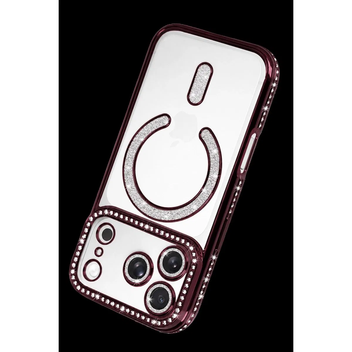 Newface Apple İphone 18 Pro Max Joke Simli Magneticsafe Kılıf - Bordo görsel 3