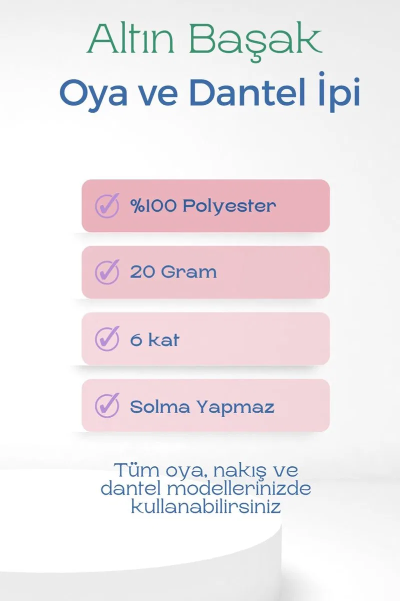 3 Adet Altınbaşak Oya ve Dantel İpi 20 gr - Royaleks - No: 044 görsel 2