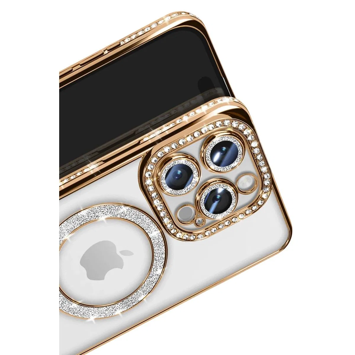 Apple İphone 16 Pro Max Kılıf Joke Simli Magneticsafe Kılıf - Gold görsel 3