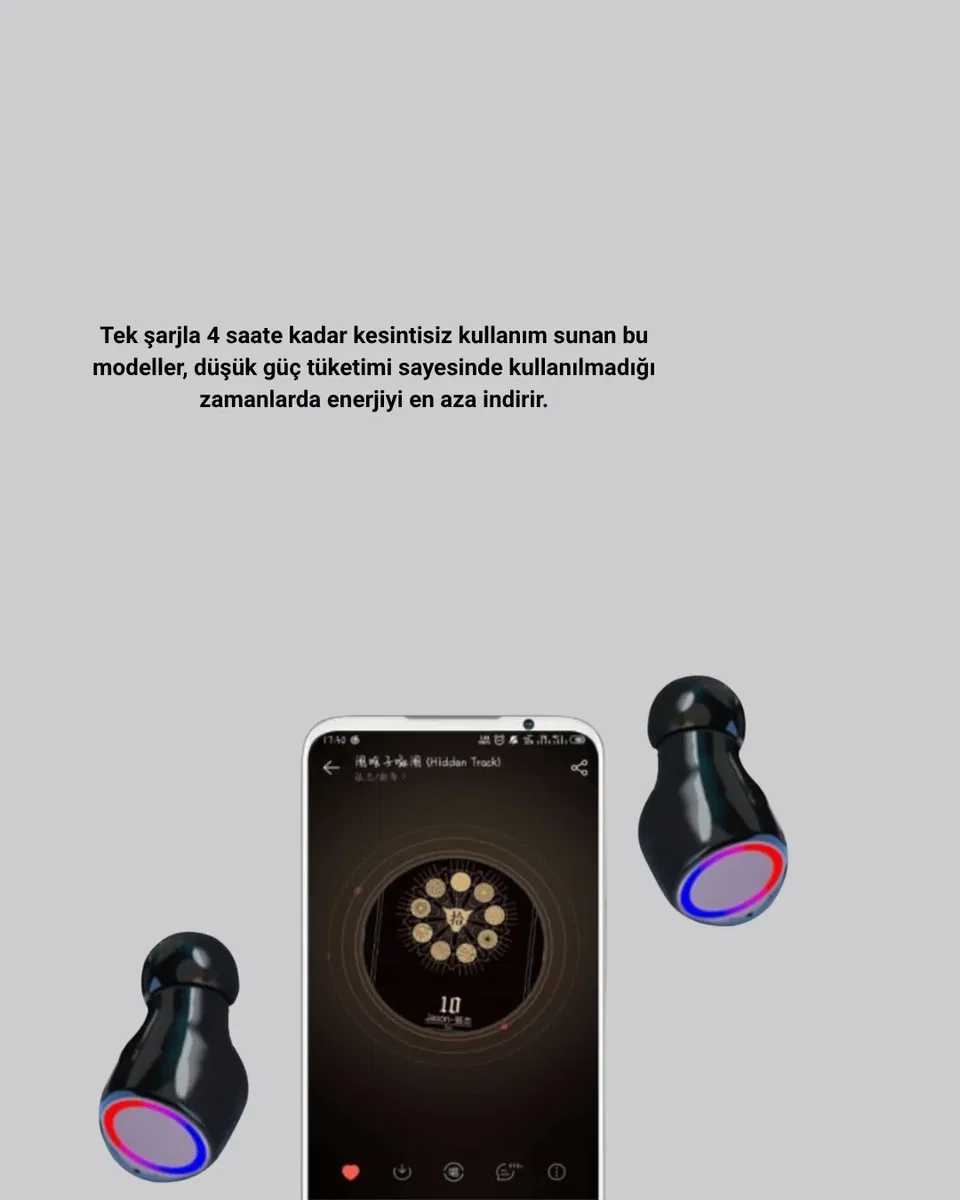 Bluetooth Kablosuz Kulaklık 4 Saat Kullanım Şarj Kutulu Düşük Enerji Tüketimli görsel 4