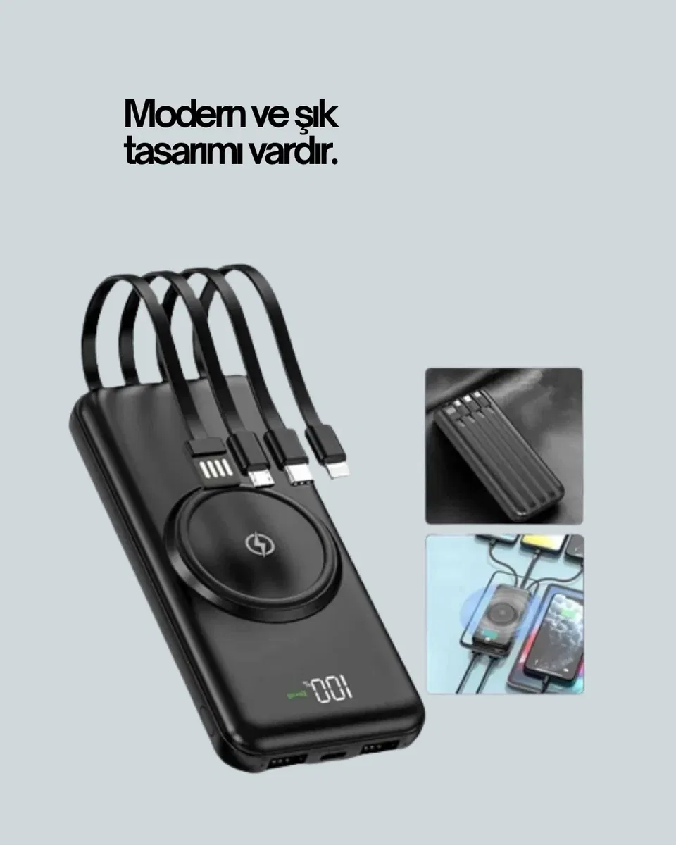 Kompakt Tasarım, Güçlü Performans – 10000mAh Kablosuz Powerbank görsel 3