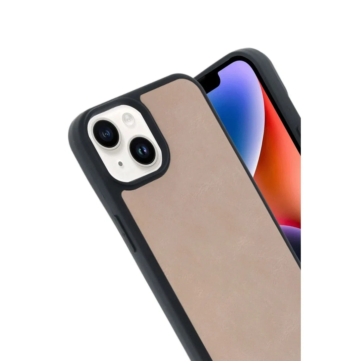 Apple İphone 15 Kılıf Aras Deri Kapak - Pudra görsel 2