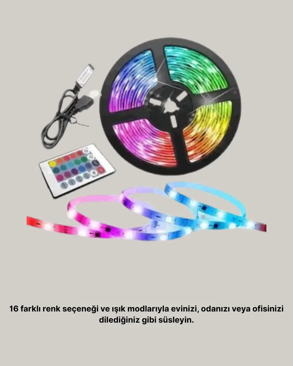 Müziğe Duyarlı Renkli Smart Şerit LED Işık USB Bağlantılı Ambiyans Aydınlatma görsel 3