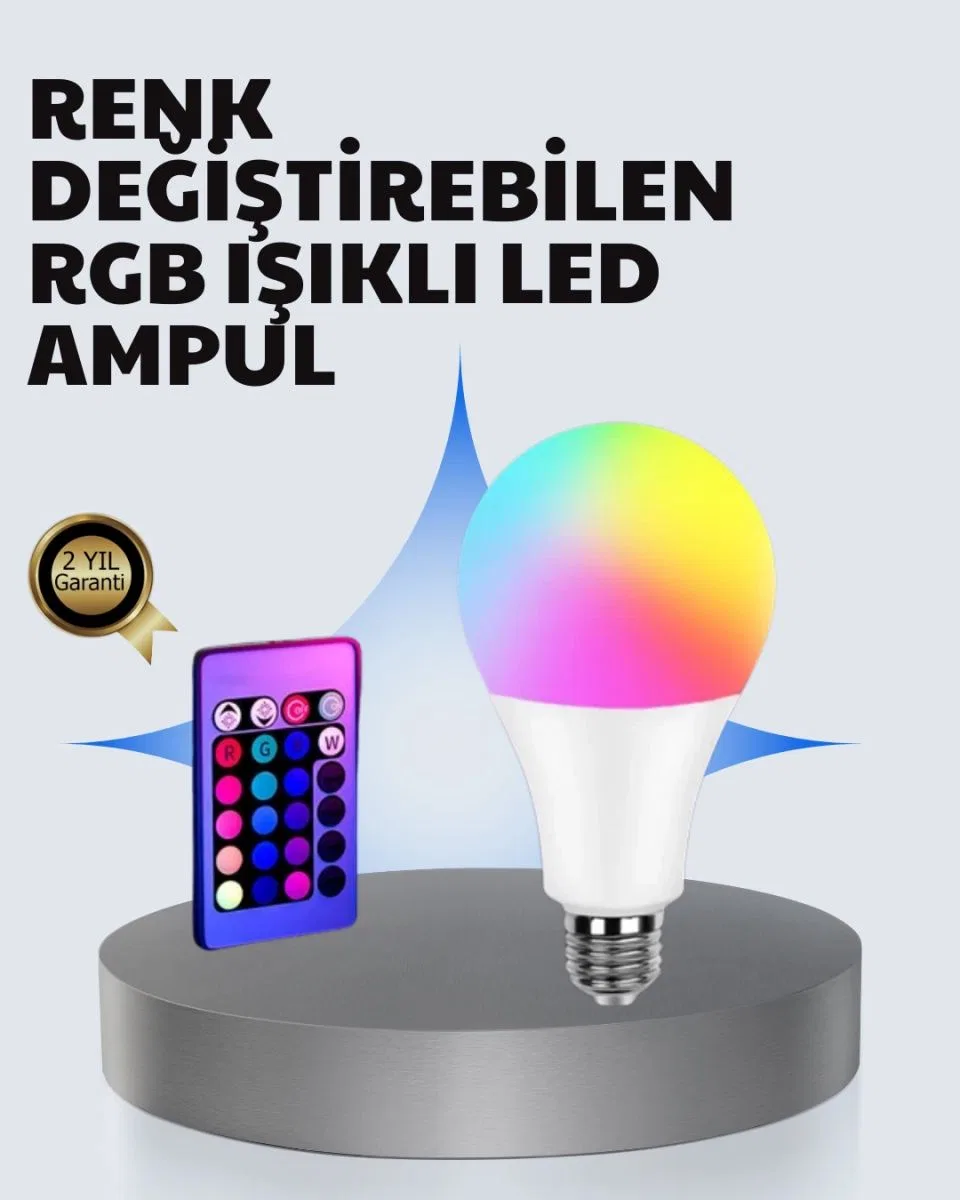 A Kalite 2025 Rgb Led Ampul Uzaktan Kumandalı 16 Renkli Lamba