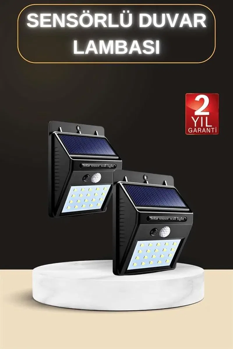 Bahçe Aydınlatma Sensörlü Güneş Enerjili Duvar Lambası 40 Led Işık görsel 2