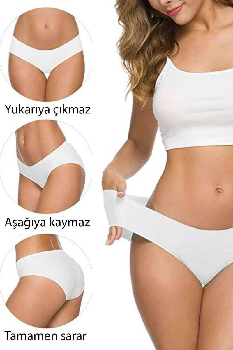 3 Adet Kadın Dikişsiz Lazer Kesim Esnek İz yapmayan Külot S4 mudanis görsel 9