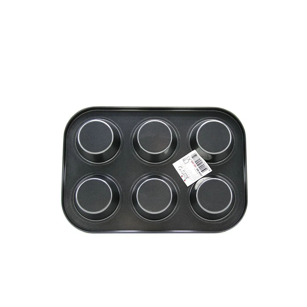 6 Gözlü Siyah Metal Muffin Kalıbı görsel 3
