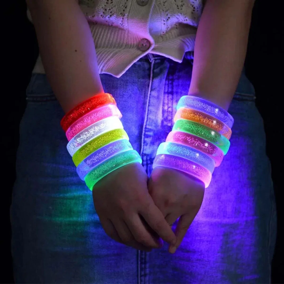 Sarı Led Işıklı Baskı Yapılabilen Pilli Bileklik Bilezik 1, 5 Cm Genişlik görsel 5