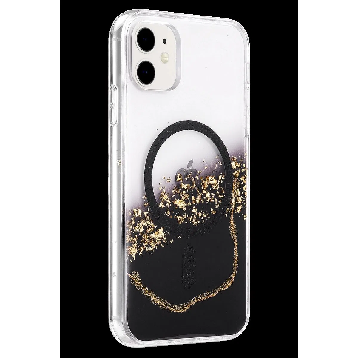 Onegif Apple İphone 11 Lotus Simli Magsafe Kapak - Siyah görsel 2