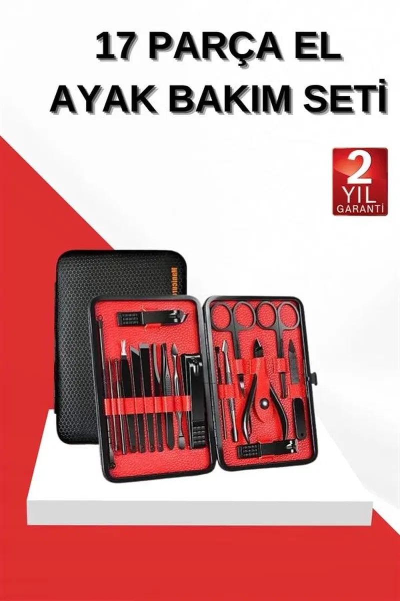 17 Parça Manikür Seti El ve Ayak Bakımı Törpü Cımbız Tırnak Temizleme görsel 2