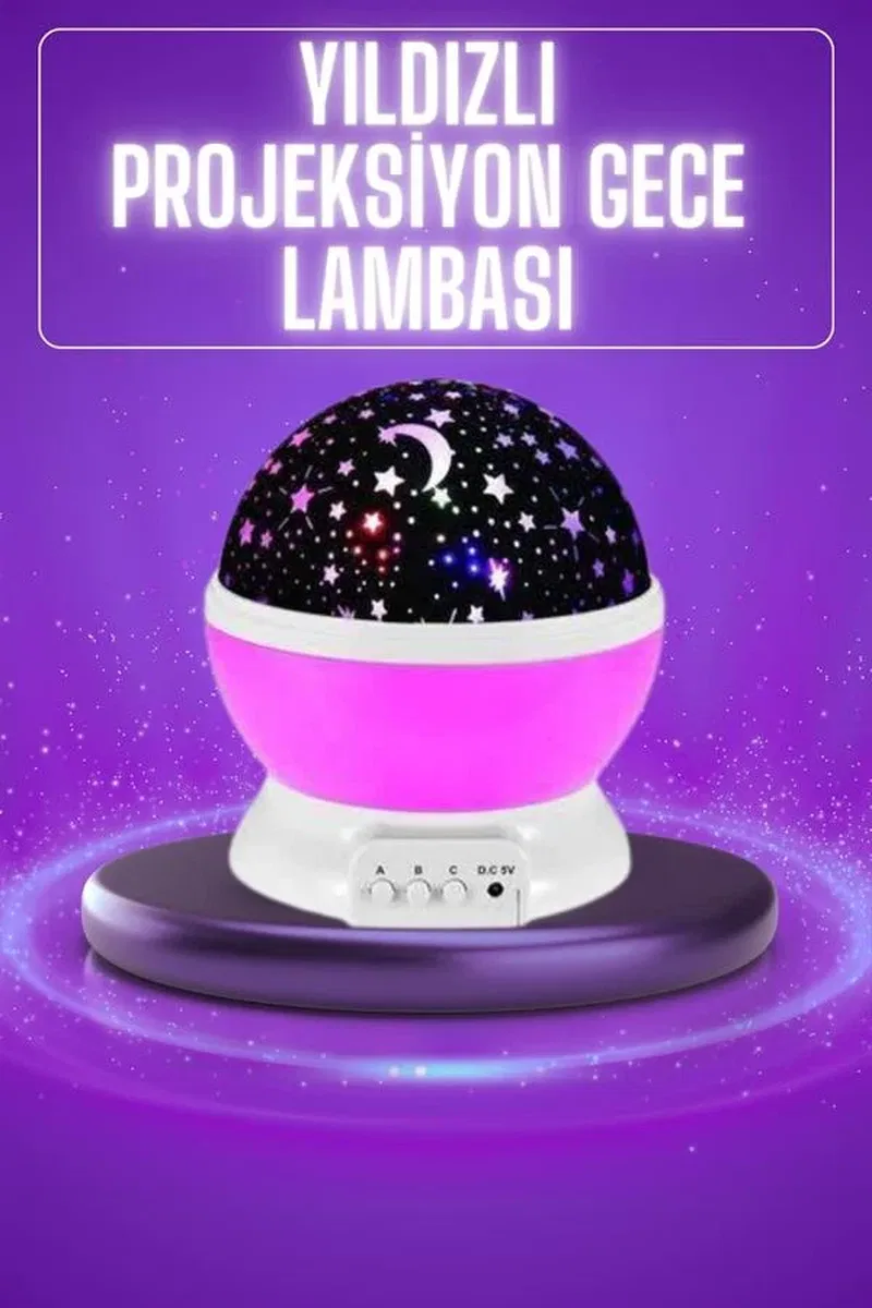 Yıldız Görünümlü Gece Lambası Renkli Masa Lambası Gökyüzü Projeksiyon görsel 2