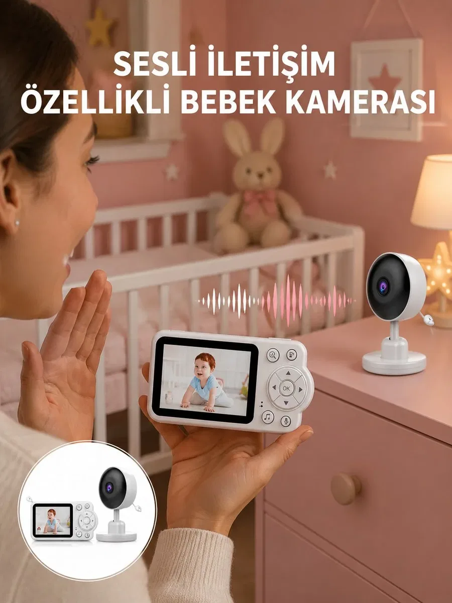 2. 8 İnç Ekranlı Bebek Kamerası Gece Görüşlü ve Sesli İletişim Yeni Nesil