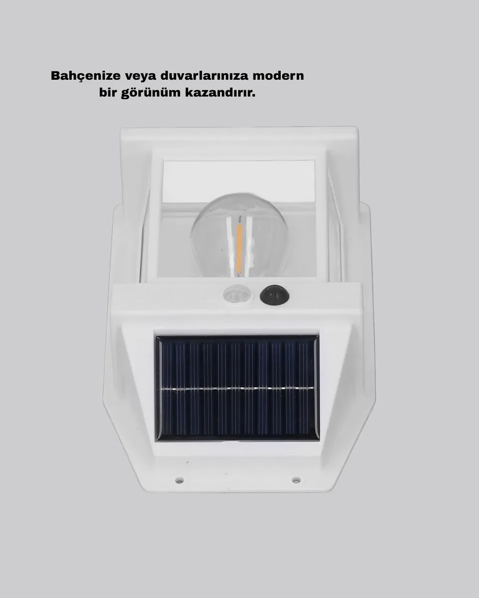 Üç Modlu Güneş Enerjili Duvar Lambası 1800mAh Bataryalı ve Hareket Sensörlü görsel 3