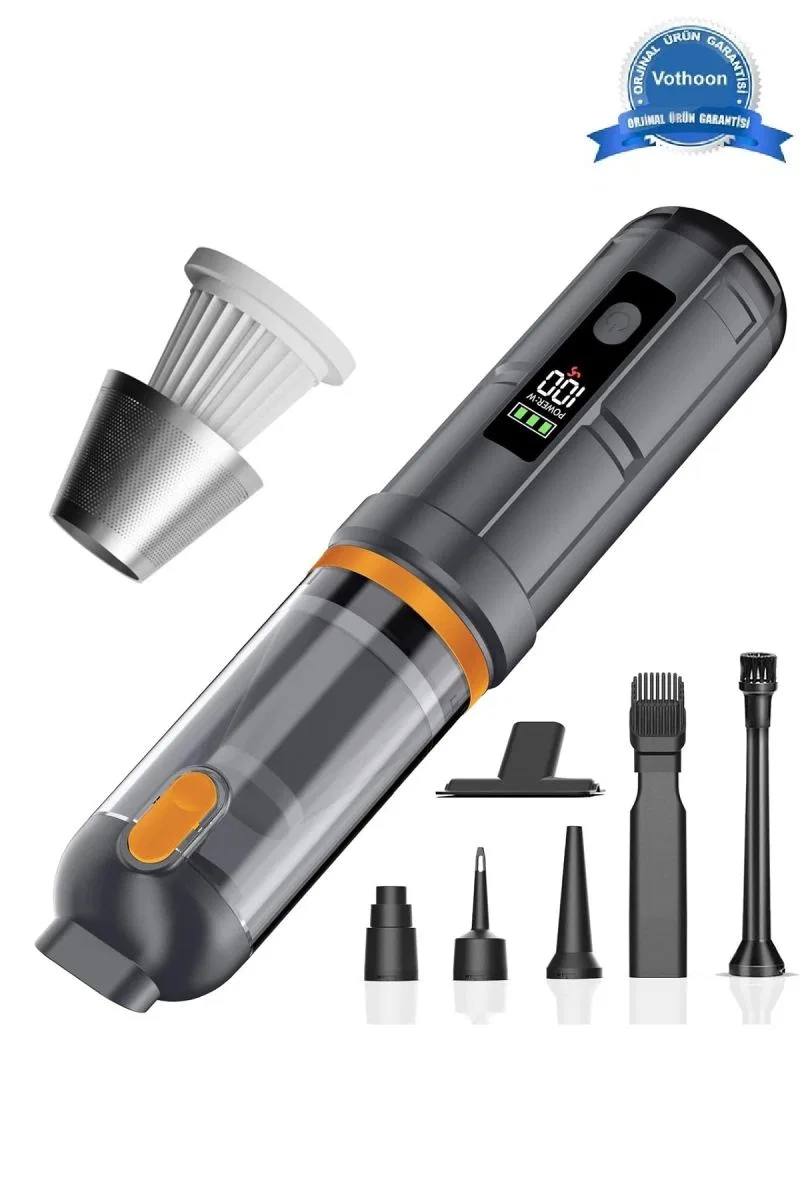Araç Süpürgesi Şarjlı 120w 20. 000pa Göstergeli Yeni Nesil Metal Filtre Extra Vakum Ve Üfleme