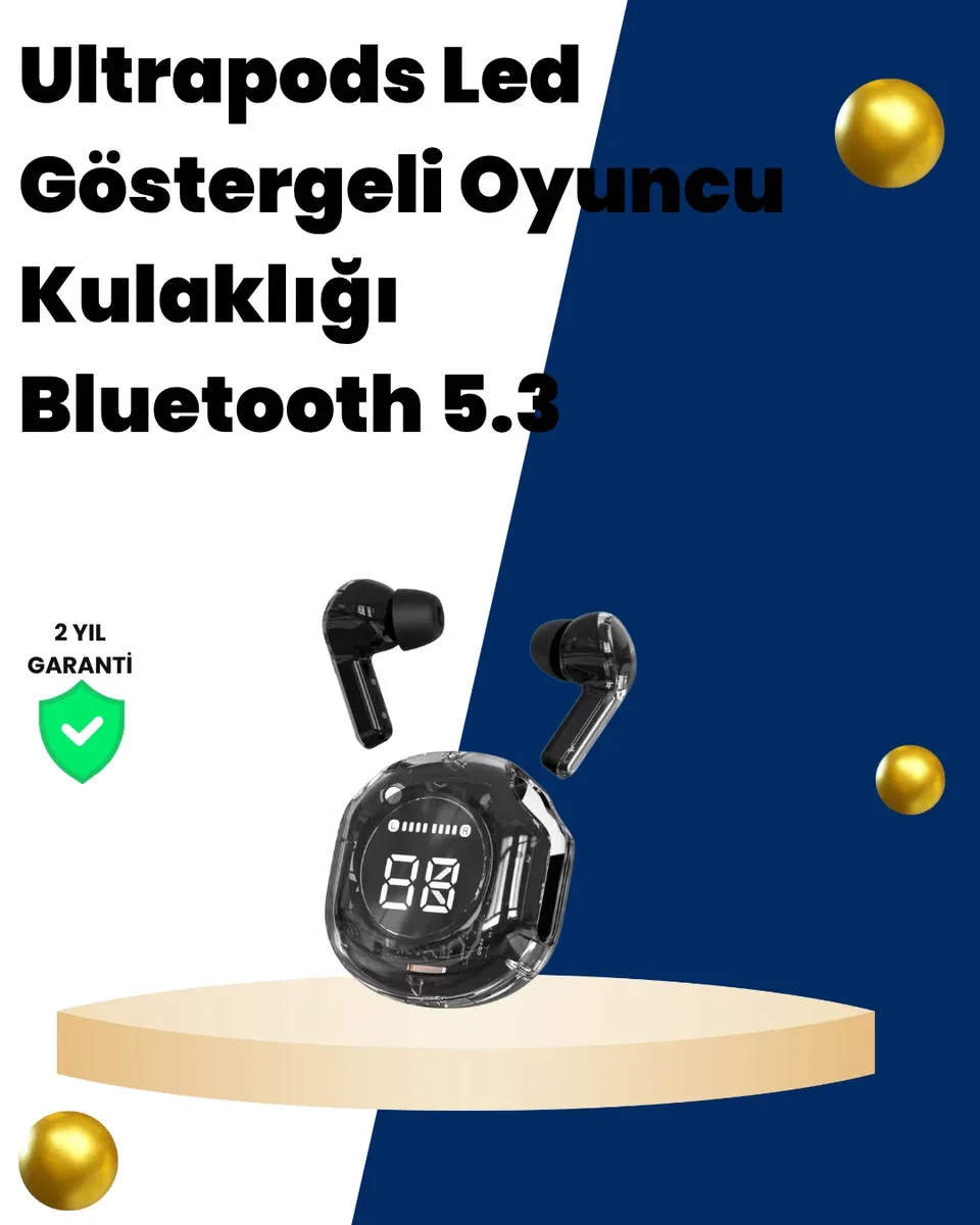 Bluetooth 5. 3 Kablosuz Kulaklık 30mm Sürücü LED Ekranlı Mikrofonlu