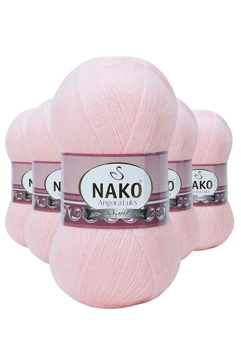 5 Adet Angora Lüks El Örgü İpi Pembe 11502