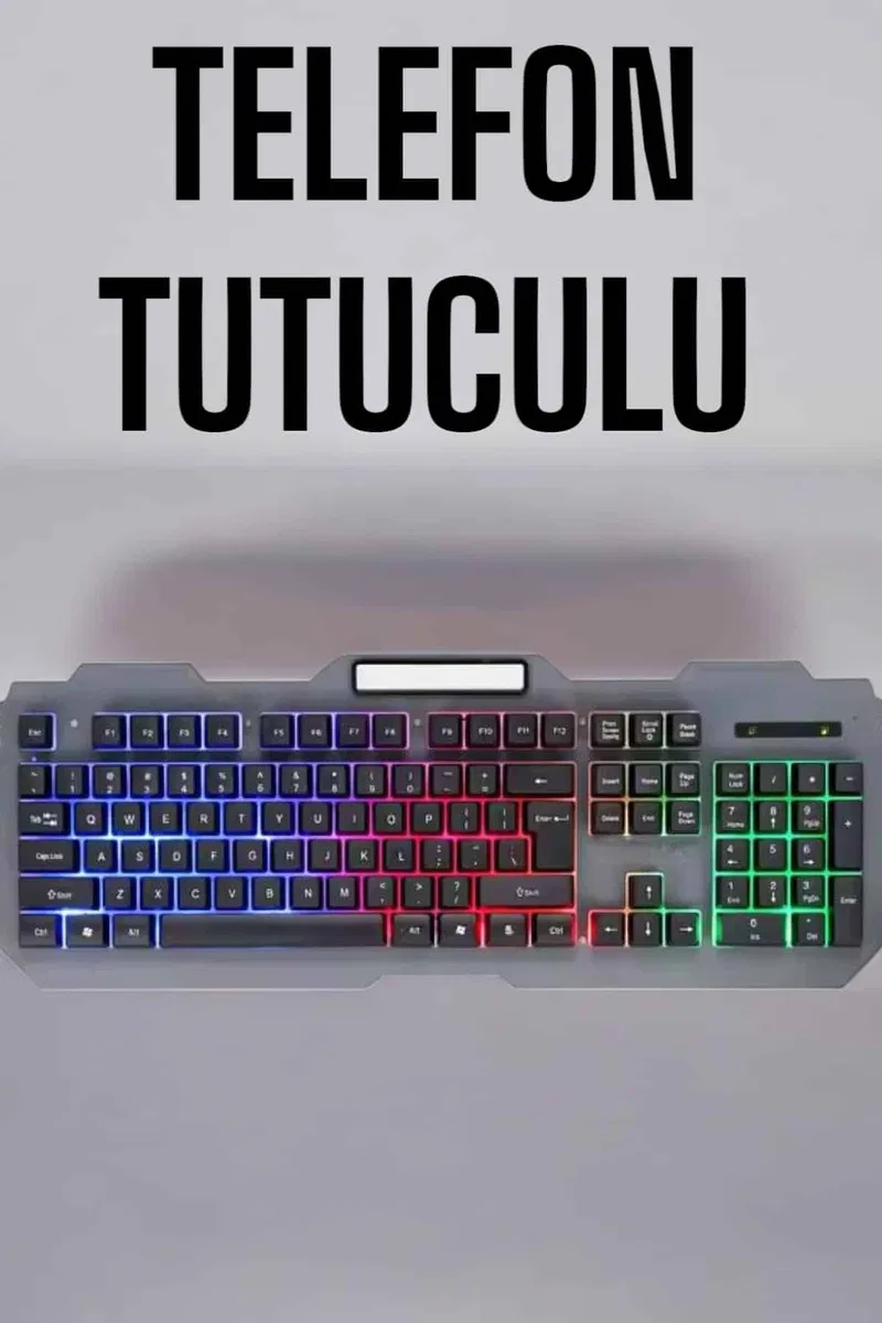 Q Klavye RGB Işıklı Klavye Ve Mouse Seti Kablolu Mouse Hediyeliş görsel 2