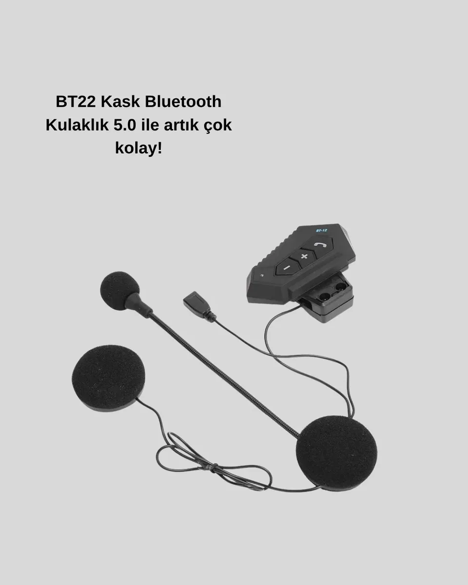 BT22 Kablosuz Kask Kulaklığı – Bluetooth 5. 0, Intercom, Su Geçirmez ve Uzun Ömürlü Batarya Yeni Nesil görsel 5