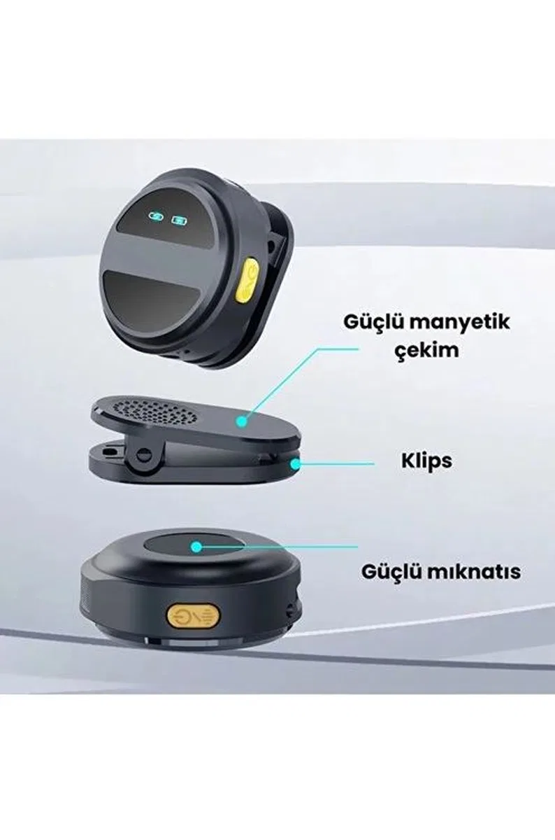 2 Adet Profesyonel Kablosuz Yaka Mikrofonu Lighting Uyumlu Manyetik Klipsli görsel 5