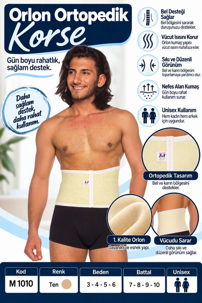Orlon Ortopedik Korse – Uni Bel ve Karın Destek Korsesi – M 1010 - Rylks görsel 2