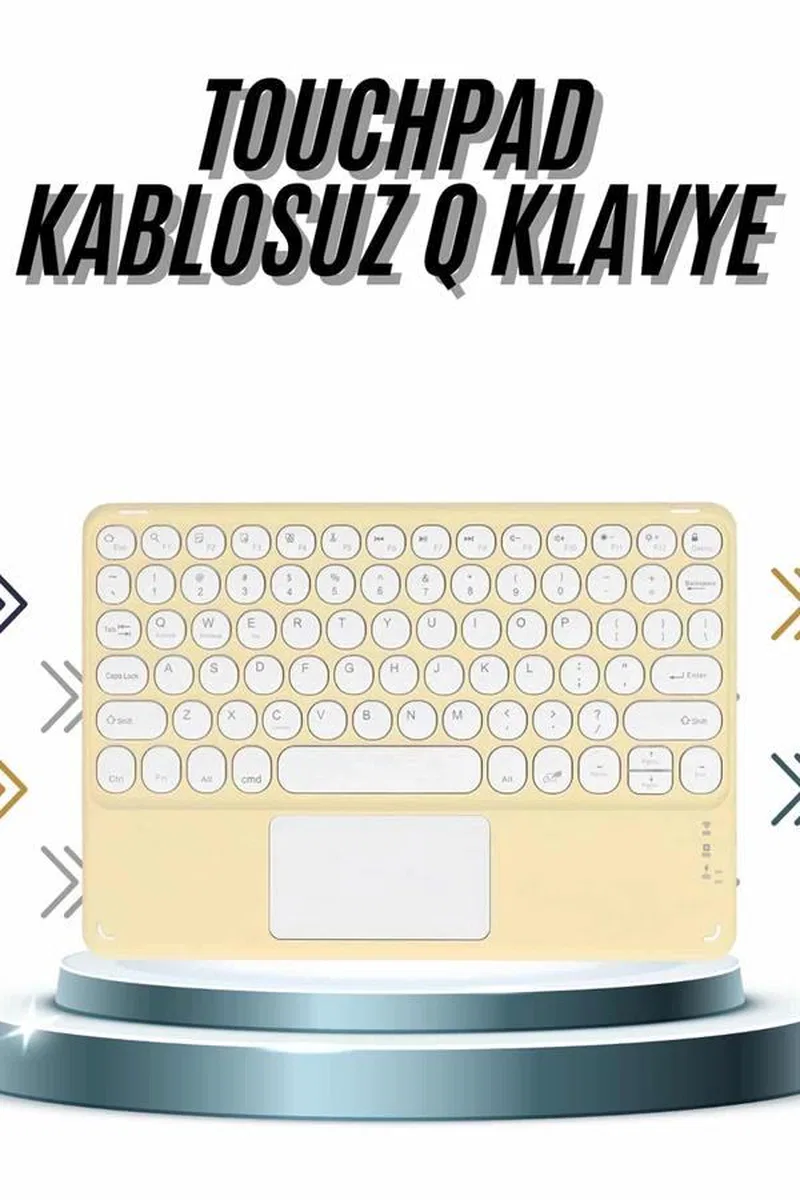 Android Ve İos Uyumlu Bluetooth Klavye Touchpad Slim Kablosuz Wifi Q Klavye görsel 2