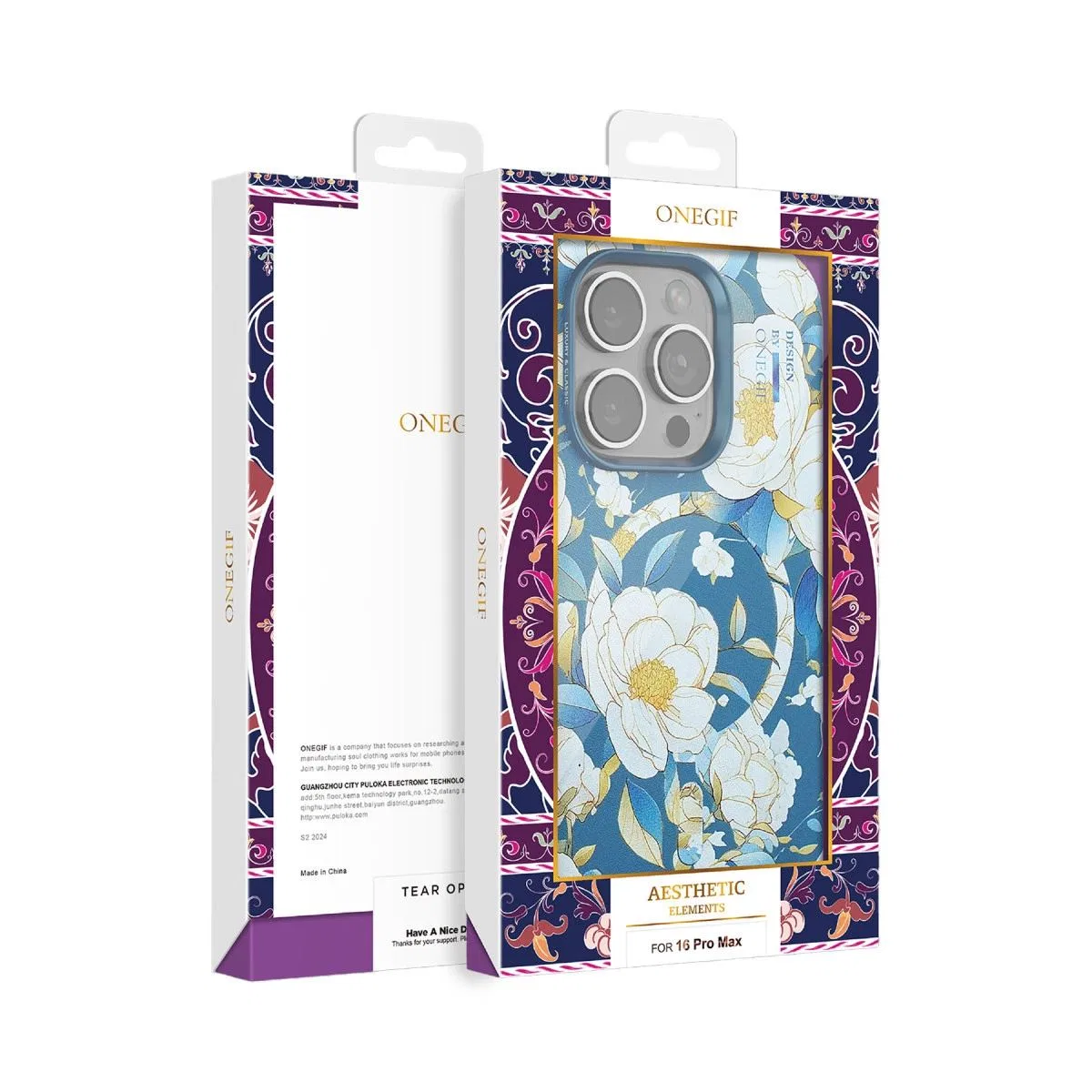 Onegif Apple İphone 14 Pro Max Flower Series Magsafe Kapak - Mavi görsel 4