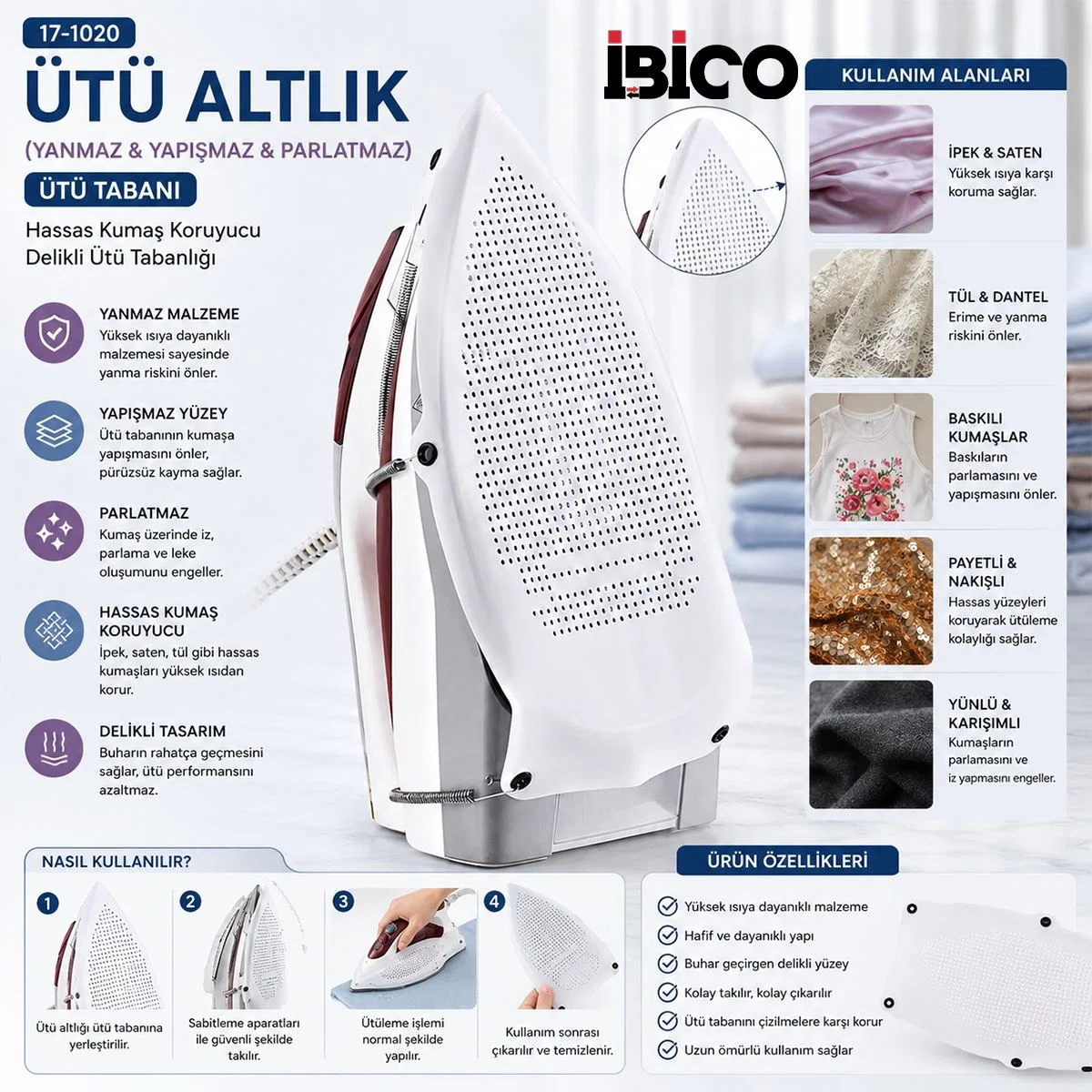 Non-Stick Ütü Altlığı - Isıya Dayanıklı Ütü Tabanı görsel 3