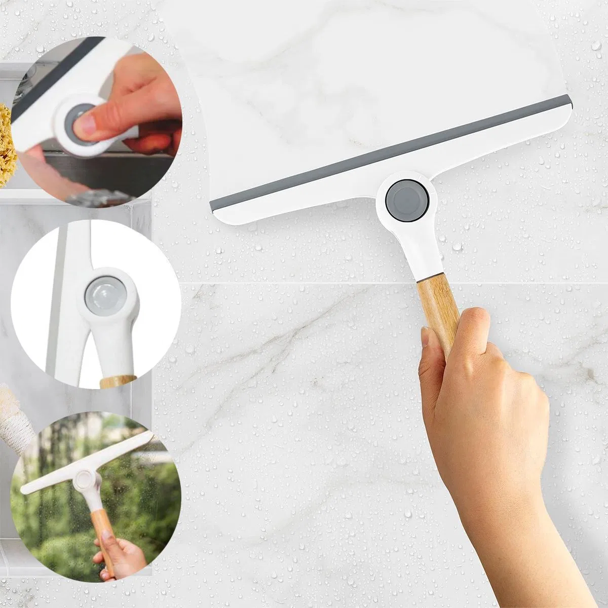 Oynar Başlı Cam Silme Aparatı Ahşap Sap 16. 5 cm Uç 24 cm görsel 3