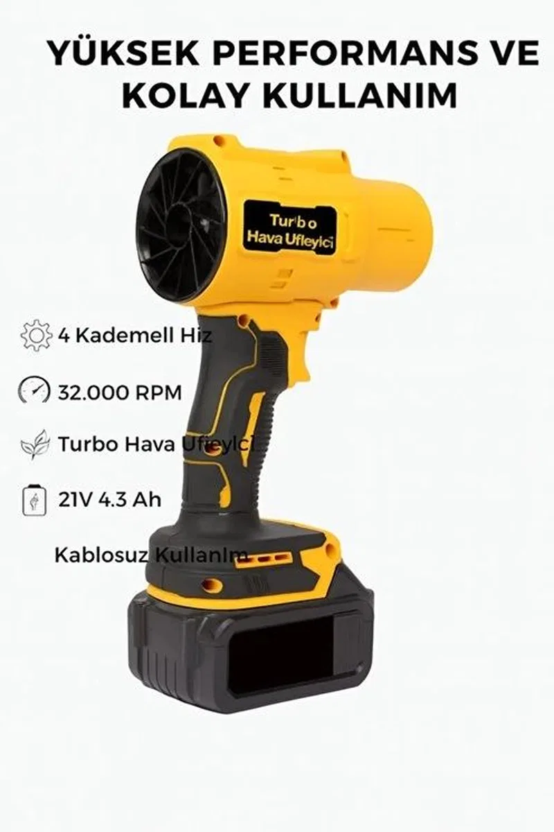 Ahv-18 Turbo Hava Üfleyici | 4 Kademe Hız | 21v 431w Kablosuz Blower | 32. 000 Rpm’’ görsel 3