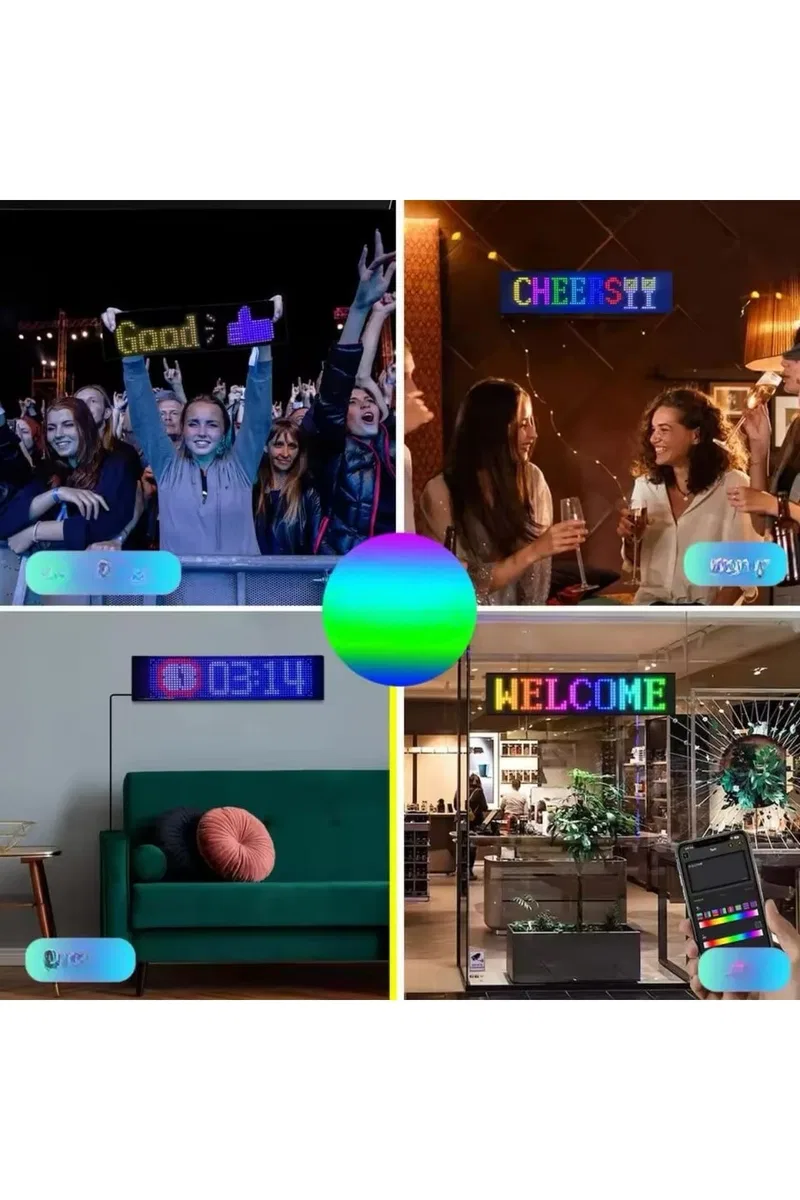 Led Matrix Bluetooth Bağlantılı Araç Camına Uygun Pixsel Görünümlü 16X96 pixel görsel 2
