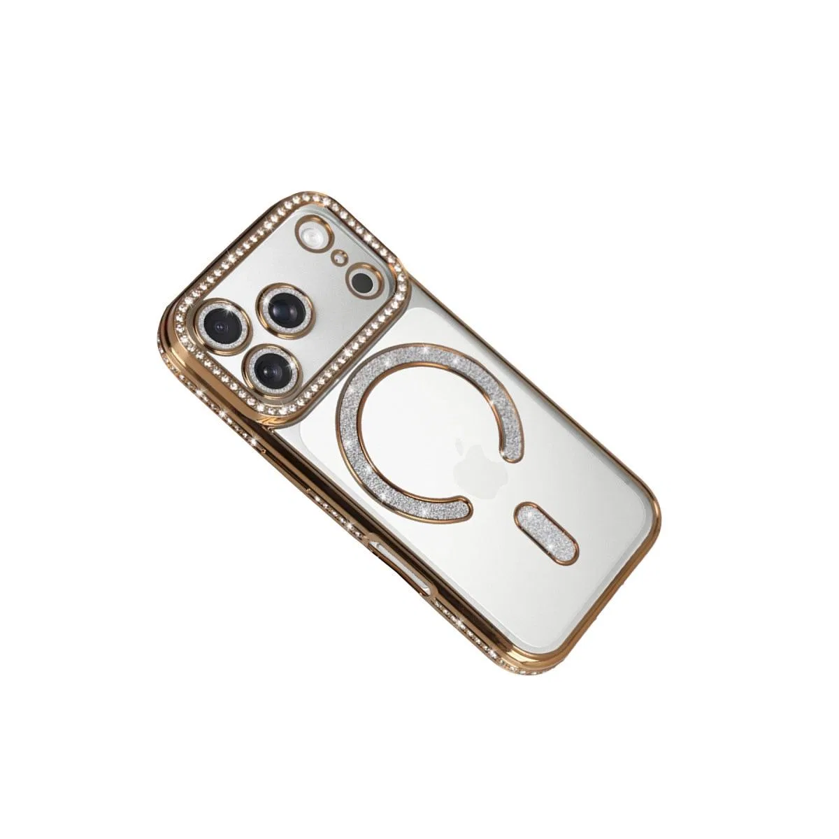 Apple İphone 17 Pro Max Joke Simli Magneticsafe Kılıf - Gold görsel 3