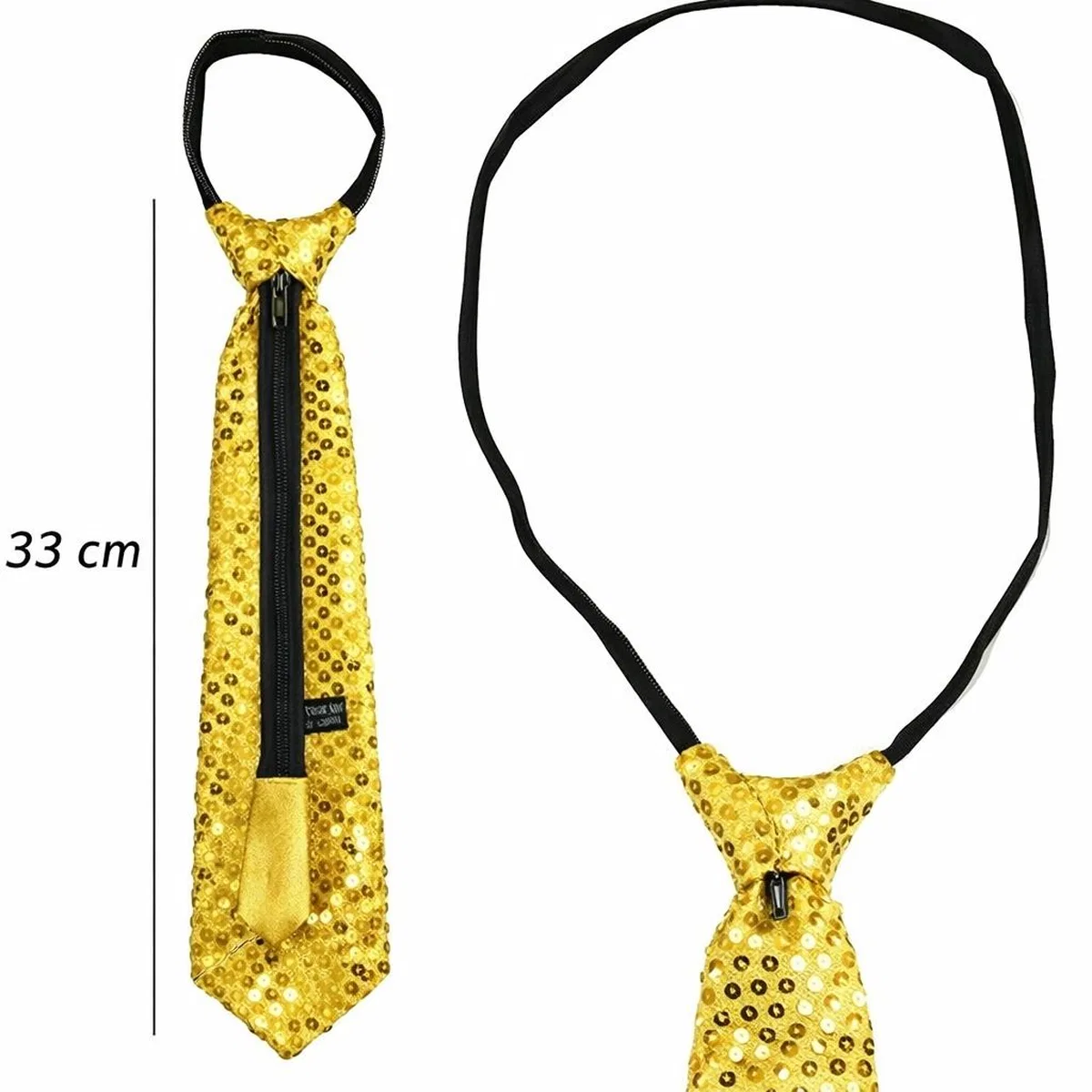 Altın Renk Pul Payetli Işıltılı Parti Kravatı 33 Cm görsel 2