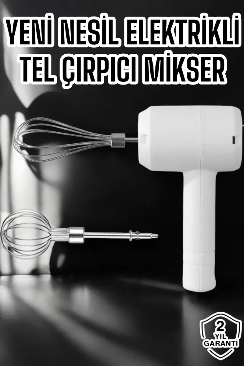 Mikser Çırpıcı Şarjlı Mini Taşınabilir Beyaz Tel Çırpıcı Paslanmaz Çelik