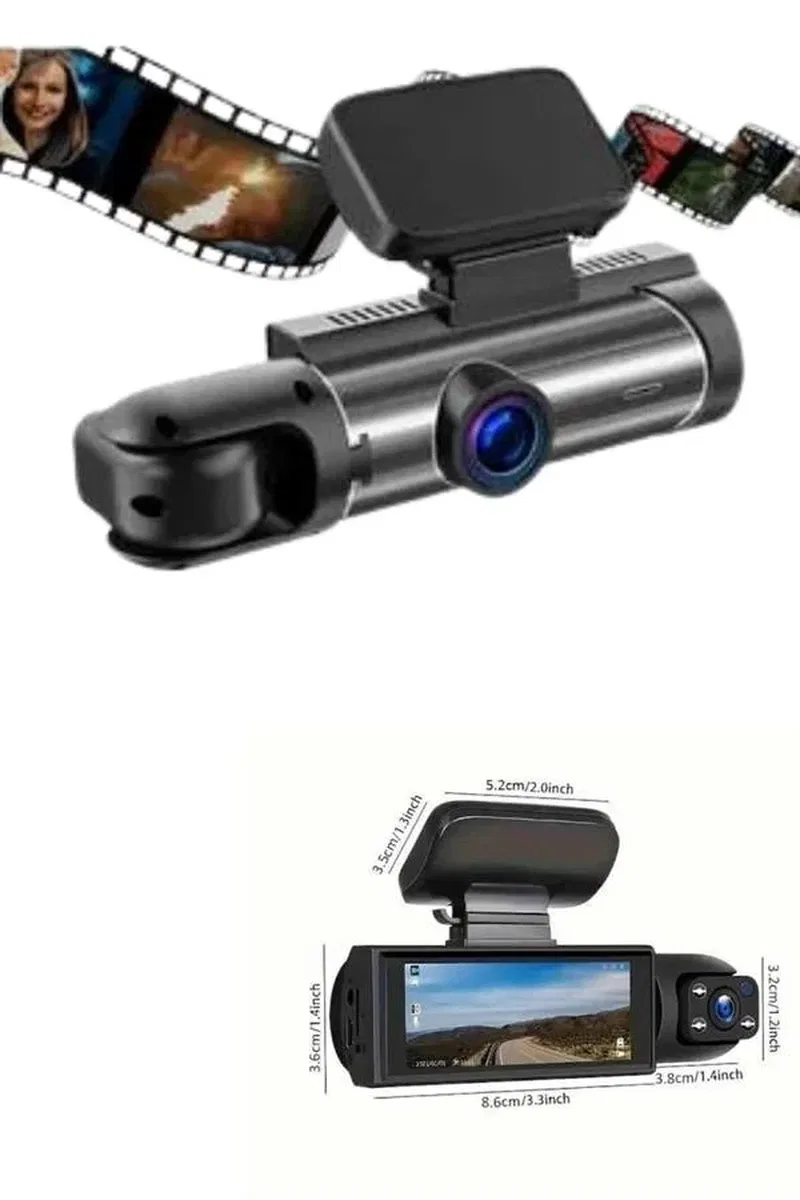 Araç İçi Full Hd Kamera Ön ve Arka Kameralı Ekranlı Araç Kamerası görsel 4
