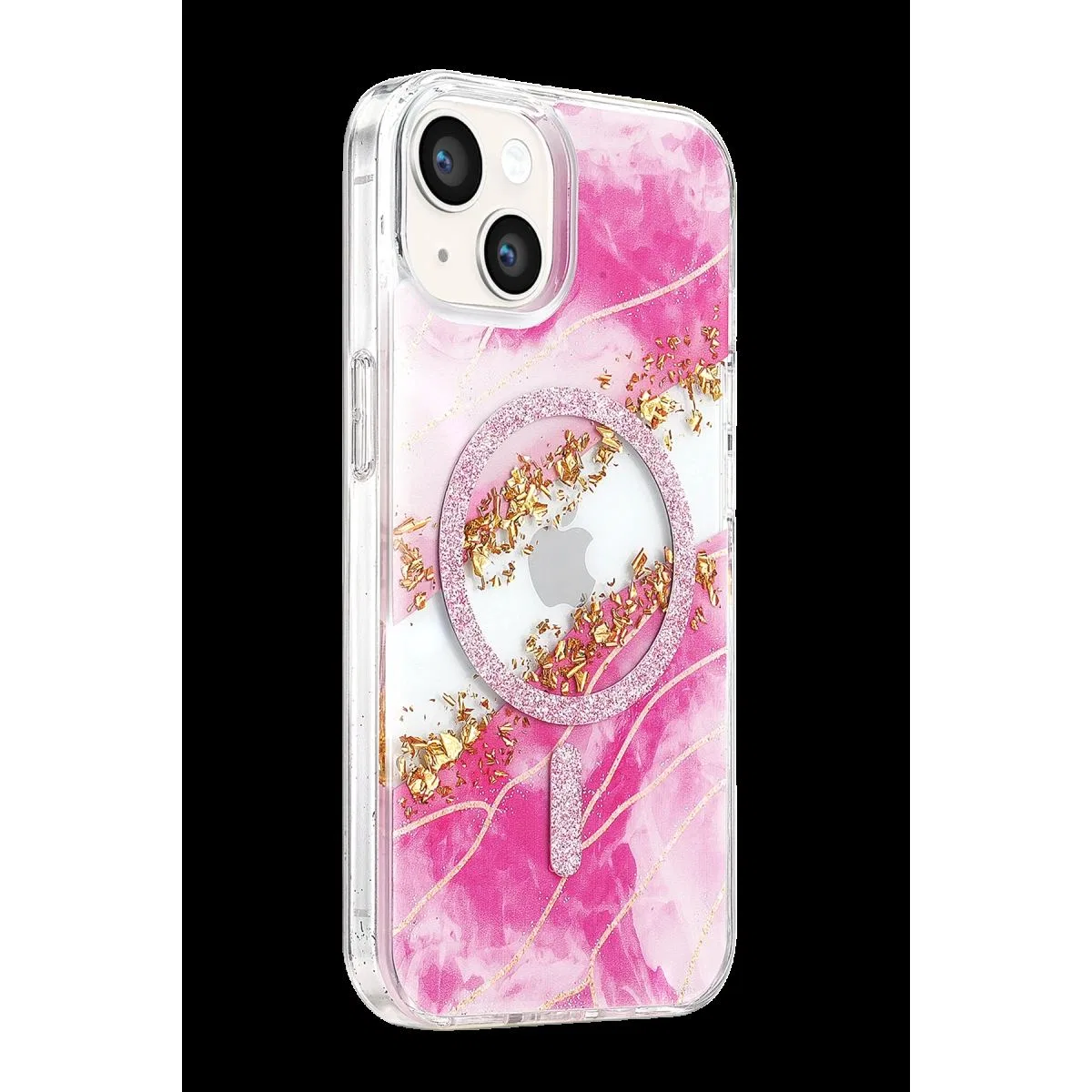 Onegif Apple İphone 14 Lotus Simli Magsafe Kapak - Pembe görsel 2
