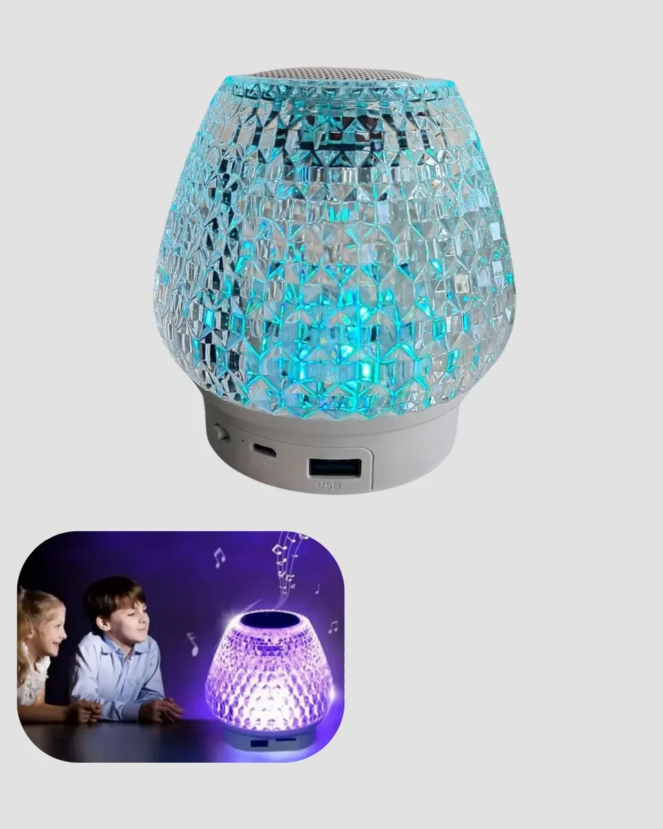 Mini LED Işıklı Bluetooth Hoparlör 5W Kristal Desenli 1200 mAh Şarjlı görsel 4