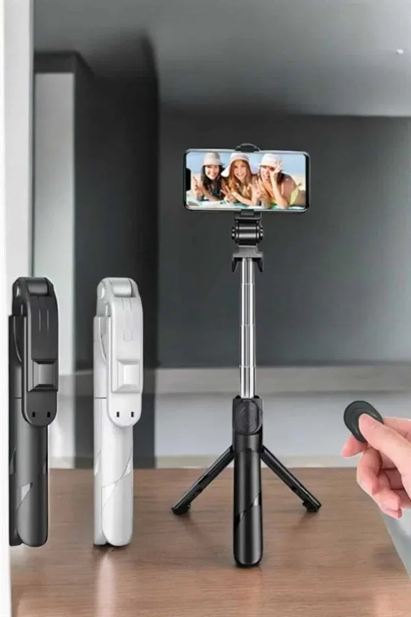 Selfie Çubuğu Tripod Kumandalı Telefon Tutucu Siyah görsel 5
