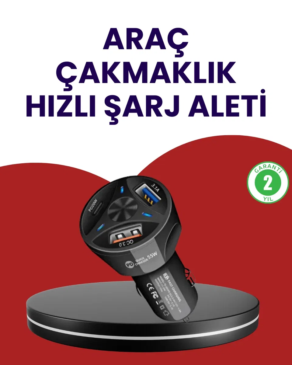 55W PD ve Quick Charge 3. 0 Destekli Polygold Araç Şarj Adaptörü