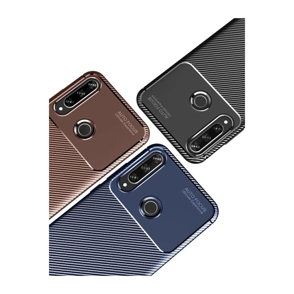 Huawei Y6p Kılıf Auto Focus Karbon Kapak - Kahverengi görsel 2