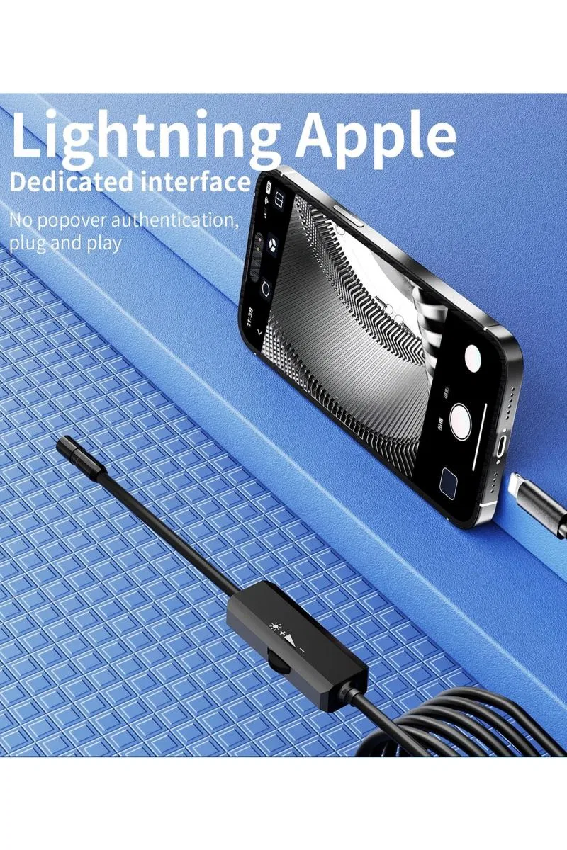 Endoskop Yılan Video Kamera İos Uyumlu Led’li 5 Metre 7 Mm Sert Kablo 2mp Full Hd görsel 4