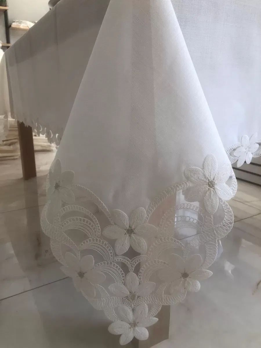 Sofra Takımı Evita Gardenya Keten Yemek Takımı 160x260 Masa Seti 26 Parça Runner Set Krem görsel 6