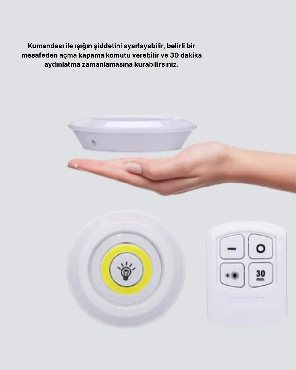 Kablosuz Gün Işığı 3’lü LED Spot Lamba Kumandalı görsel 4