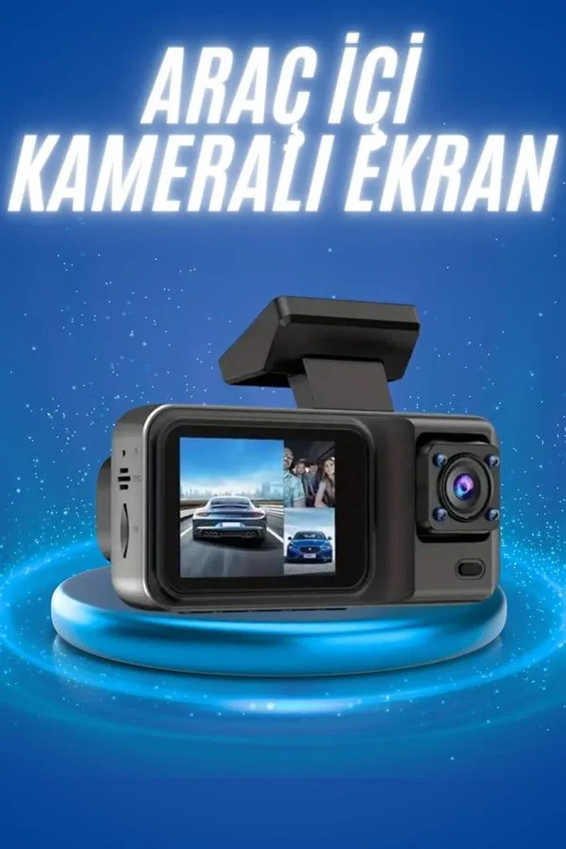Ekranlı Sürüş Kaydedici DVR Ön ve Arka Kameralı Full HD Çözünürlüklü görsel 2