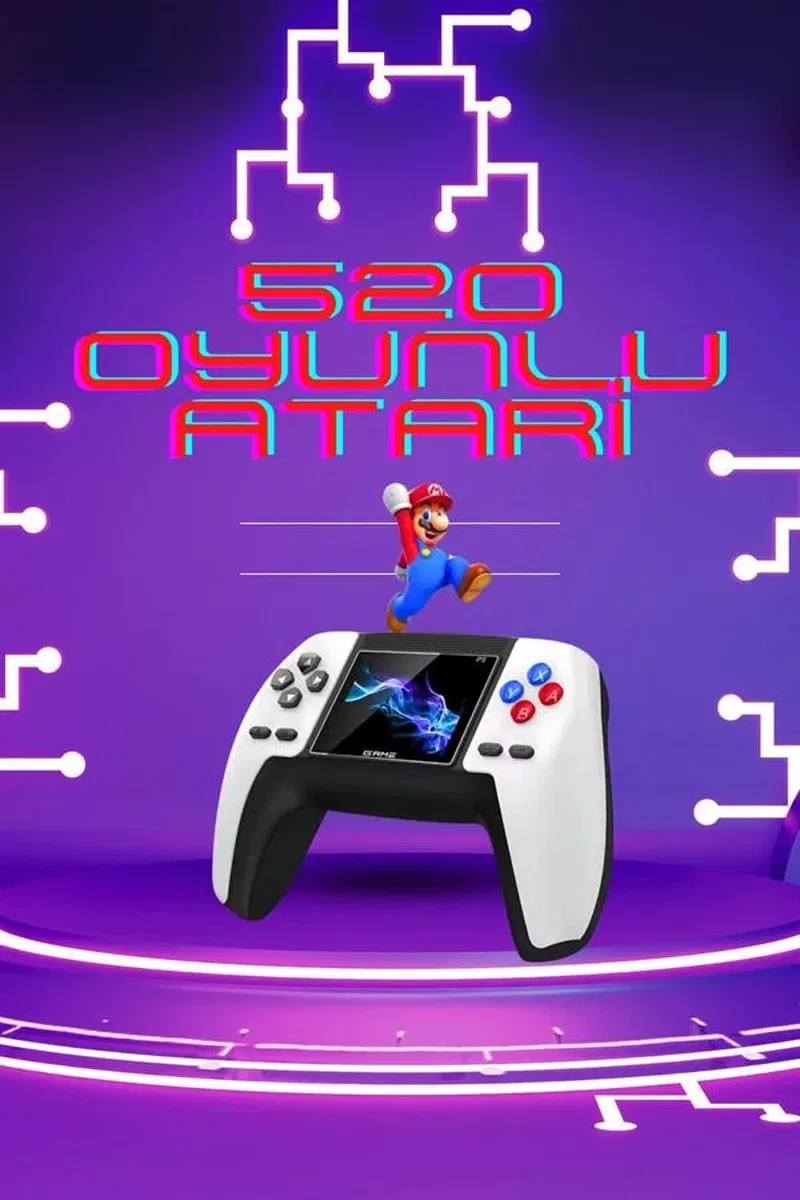 Kablosuz Oyun Konsolu Atari Game Stick Retro Konsol 520 Oyunlu görsel 2
