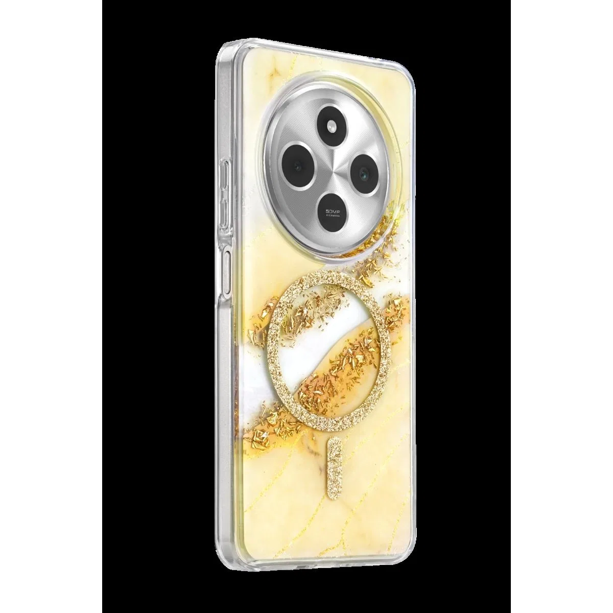 Onegif Xiaomi Redmi 14c Lotus Simli Magsafe Kapak - Gümüş görsel 2